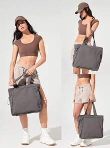 GLOWMODE 18升尼龙拉链口袋手提包沙滩旅行日常休闲旅行包 - 灰色 - 查看 7