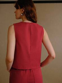 MOTF PREMIUM CASUAL EMBROIDERED DENIM TOP - Red - View 6