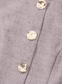 Ellevyn Women's Business Casual French Style Sleeveless Waistcoat With Metal Buttons, Commuter Top Vintage - Mauve Purple - View 6