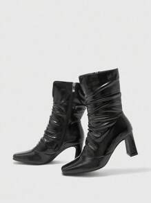CUCCOO BIZCHIC Women's Pointed Toe Ruched Fashionable Ankle Boots And Ankle Boots - Black - View 6