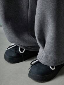 NEON BLANC 男士街头风格灰色针织宽松刺绣运动裤 - 灰色 - 查看 6