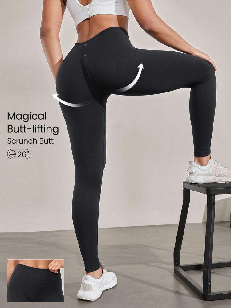 Leggings con costuras para control del abdomen, levantamiento de glúteos y moldeado de 24 pulgadas, de impacto medio, para entrenamiento, ejercicio, gimnasio y trotar