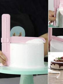 SHEIN 1 Bộ dụng cụ cân bằng bánh có thể điều chỉnh, dụng cụ cạo kem, dụng cụ cân bằng lật, dụng cụ xử lý bề mặt bánh - Hồng - Xem 2