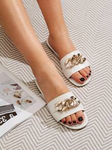Styleloop Giày sandal đế bằng cho nữ, trang phục dự tiệc âm nhạc phương Tây theo phong cách Bohemian - trắng - Xem 7