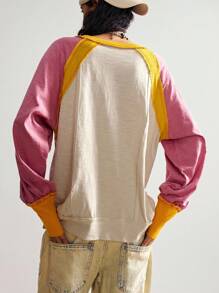 Bohemela 波西米亚风休闲针织拼色圆领宽松女式上衣 - 彩色 - 查看 6