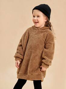 SHEIN 年輕女孩垂墜肩褲衣熊寶寶連帽裙(不附贈包)