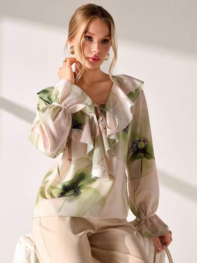 CLARA VERO Women Floral Printed Detailed Long Sleeve Blouses