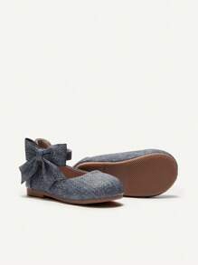 Cozy Pixies 1 Pair Versatile Casual Cute Girl Vintage Blue Bow Decor Soft Bottom Princess Flats, Suitable For Spring, Autumn, All Seasons Party - Blue - View 11