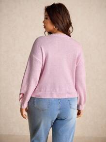 Elaquor Plus Size Sparkly Heart Decor Sweater, Casual Autumn/Winter