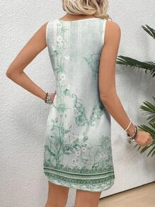 SHEIN LUNE Váy ngắn họa tiết hoa cổ điển giản dị dành cho nữ, phù hợp cho mùa hè - Nhiều màu - Xem 4