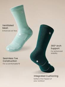 GLOWMODE 3 Pairs Socks Soft Ventilated Mesh With Embroidered Logo Gym Workout Daily - Multicolor - View 4