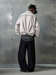 NEON BLANC Giacca da uomo con chiusura lampo e colletto a righe a contrasto, adatta per autunno e inverno