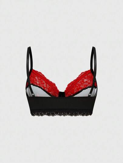 Goth Soutien-gorge triangle avec armature de style gothique foncé et design de croix en dentelle