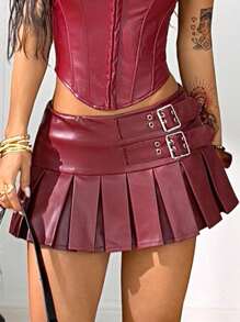 Coolane Women's Summer Going Out Music Festival Streetwear Vintage Y2K Black Mini Pleated Skirt