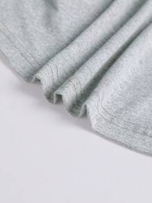 Sparklyn 2 Stücke/Set lässiges minimalistisches T-Shirt mit New York Buchstaben Muster und Taillenraffung und Hose mit weitem Bein für Teenager Mädchen - Grau - Übersicht 3