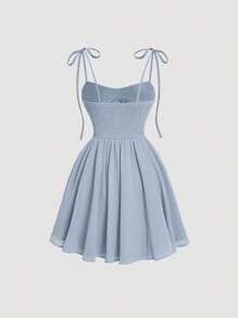 SHEIN MOD Vestido de tirantes finos con pliegues de un solo color