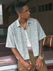 AXEPEAK 男士宽松短袖翻领衬衫