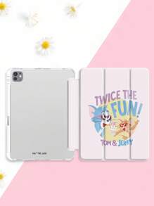TOM & JERRY X SHEIN 1pc Cute And Creative Cartoon Collaboration, High-End Texture, Simple, Fully Transparent, Shockproof And Fashionable Pad Case. Halloween And Christmas Gift, Compatible With IPad/