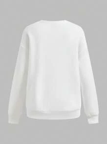 SHEIN Pregnant Women Heart Print Casual Nursing Sweatshirt Fall Clothes Long Sleeve - White - View 5