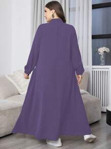 Al Najma 加大码休闲大口袋拉链舒适宽松黑色长裙女装 - 紫色 - 查看 2