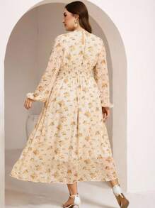 Veilorie 大码优雅花卉灯笼袖连衣裙 - 彩色 - 查看 2