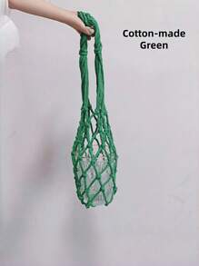 1 Hand-Woven Mesh Bag, Reusable Beverage Carrier, Coffee Cup Stand, Beverage Handbag, Decorative Mesh Bag - Multicolor - View 14