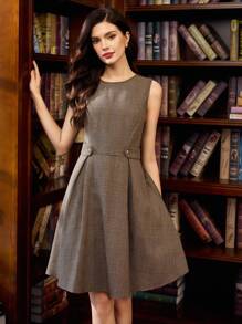 Vintamour Vintage Elegant Women Plaid Casual Office Vacation Mini Dress Back To School Teacher Outfits For Women Fall Women Clothes Business Casual Woman School Clothes Back To School Clothes Vacation Outfits Women Birthday Outfits For Women Fall Clothes Office Outfits For Women Elegant Dresses For Women Work Clothes Women Work Outfits For Women Festival Outfits For Women Casual Dresses For Woman Concert Outfits For Women Airport Outfit For Women - Brown - View 1