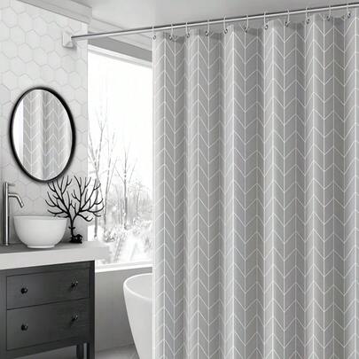 SHEIN Cortina de ducha de baño unicolor gris simple nórdico, impermeable y anti moho, para partición del inodoro/ganar Uso decorativo para el hogar y el baño Accesorios de verano para baño