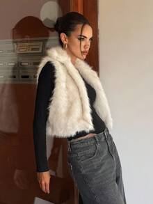 Siren Gaze Autumn/Winter New Fashion Street Faux Fur Vest For Women Casual - Apricot - View 4