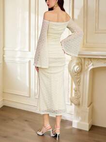 Vintamour Đầm trễ vai phối ren hoa dệt kim jacquard cổ điển thanh lịch cho nữ, trang phục dự tiệc thường ngày, trang phục mùa hè cho nữ, trang phục đi nghỉ, váy trắng cho nữ, váy mùa hè cho nữ, váy trắng cho nữ, váy dạ hội, váy sinh nhật cho nữ, váy dự tiệc cưới, váy phục sinh cho nữ, váy mùa xuân cho nữ, quần áo mùa hè, trang phục mùa xuân cho nữ, váy phục sinh cho nữ, trang phục sinh nhật cho nữ, váy cưới, kỳ nghỉ xuân - Màu be - Xem 6
