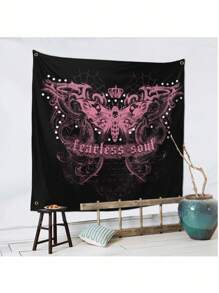 ROMWE Goth 1 件哥特式背景布装饰挂毯，带有蝴蝶蒸汽朋克元素，适用于餐厅、客厅和卧室，营造氛围、家居、花园装饰、万圣节 - 黑色 - 查看 7