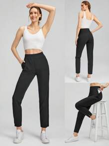 GLOWMODE 25'' VitalSwift Ultra-Light Petite Tapered Slim-Fit Slit Work Joggers Pants With Side Pockets Daily Casual Fall