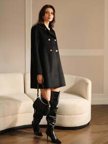MOTF PREMIUM WOOL DOUBLE BREASTED OVERCOAT - Black - View 7