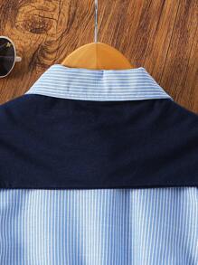 SHEIN Tween Girls Long Sleeve Striped Dress In Blue With Peter Pan Collar And Flared Hem Girls Shirt Dress Teen Girls Shirt Dress Girls Striped Shirt Dress Teen Collar Dress Fall Winter