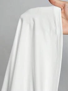 SHEIN Tall 簡約純色修身高領白色上衣，適合秋冬女款白色上衣，小高領上衣，適合高個女性 - 白色 - 查看 8