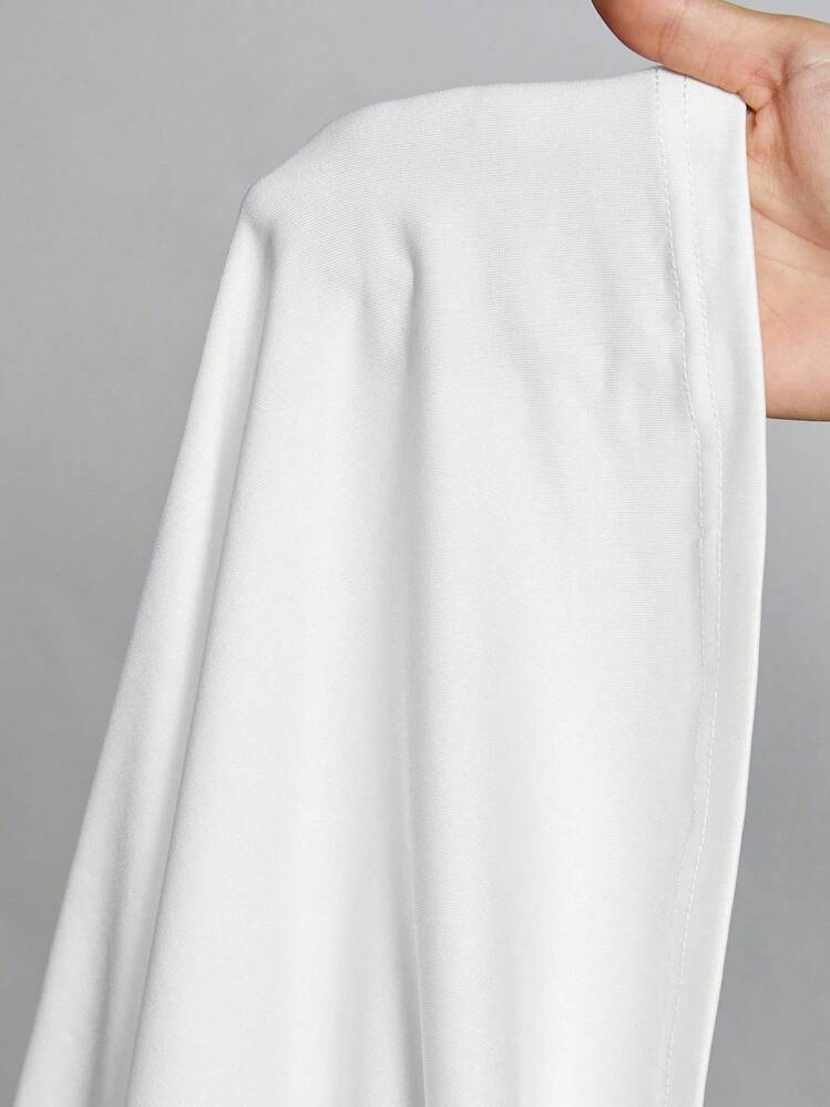 SHEIN Tall Simple Solid Color Slim High Collar White Top Suitable For Autumn And Winter Women White Tops Mock Neck Top - White - View 8