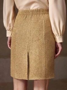 MOTF PREMIUM 粗花呢水钻开衩裙