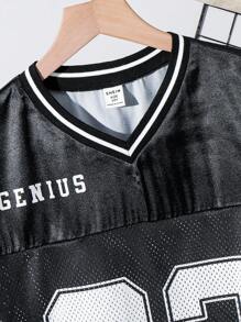 SHEIN 2pcs Kids Tween Boy Casual School Print Pattern Crew Neck Loose Fit Short Sleeve T-Shirts - Multicolor - View 4