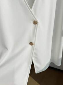 Comfortcana Plus Size Summer Casual Solid Short Sleeve Suit Jacket In Fall/Winter