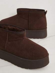 Solezae 女士时尚舒适冬季一脚蹬保暖踝靴 - 咖啡棕 - 查看 6