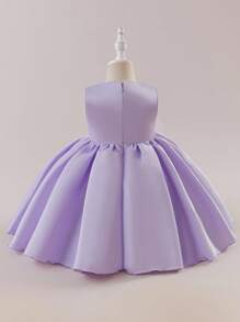 Glamorique Kids Vestido de princesa para bebé niña con escote bordado elegante y lazo, adecuado para ocasiones formales, cumpleaños, bodas, regalos de aniversario. Vestido de bebé niña color lila lavanda, vestido de fiesta para bebé niña, vestido elegante morado para bebé niña - Púrpura malva - Ver 2