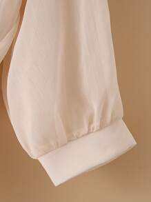 INAWLY New Bat Wing Short Chiffon Cardigan Shawl, Simple Color Casual Shirt For Women - Khaki - View 4