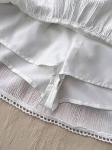 Teen Girl All-Match, Everyday, Versatile White Woven Skirt, Ballerina Soft White Skirt, Back-To-School, Cute White Skirt White Ruffle Skirt White Skirt Tiered Skirt White Tiered Skirt Kids White Tiered Skirt Girls White Summer Skirt White Eyelet Lace Skirt Kids White Boho Skirt Fall Winter