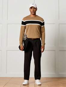 Manfinity CityGents 男士条纹圆领长袖休闲百搭毛衣 - 彩色 - 查看 2