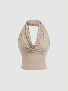 SHEIN MOD 3-Way Wear 女士夏季休闲纯色修身上衣、垂坠领上衣、露肩上衣、美观上衣、节日、乡村服装、海滩度假装、茶会装、端庄、舞会上衣、可爱上衣、大码吊带背心和背心