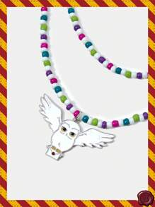 HARRY POTTER X SHEIN 女士海德薇猫头鹰图案串珠双层项链 - 銀色 - 查看 2