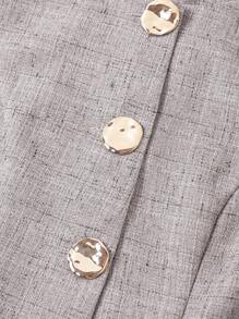Gownix French Style Women Business Casual Sleeveless Waistcoat With Metal Buttons, Work Wear - Grey - View 4