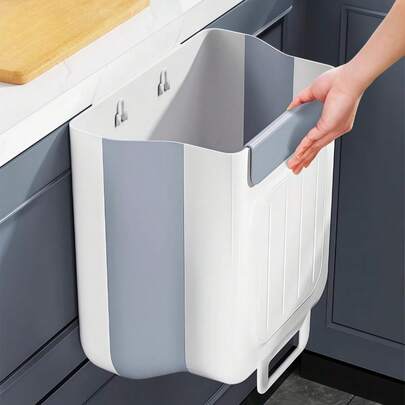 SHEIN Large Capacity Kitchen Folding Garbage Bin Cabinet Hanging Garbage Storage Bin Thickened Material And Large Diameter Design Portable Household Kitchen/Desktop Artifact