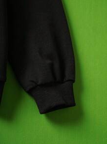 TEENAGE MUTANT NINJA TURTLES | SHEIN Tween Boy Cartoon Turtle Print Cool Black Long Sleeve Crew Neck Sweatshirt & Pants Casual Sports Outfit - Black - View 5