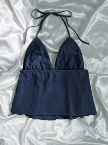 Elamini 女式绿色抽绳吊带背心，春夏